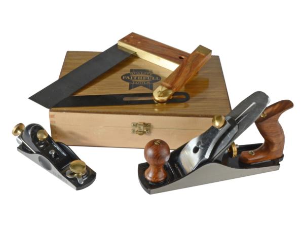 4 PIECE WOODWORKING PLANE AND SQUARE SET